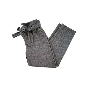 cooper & ella Plaid High Waist Paper Bag Trousers Multicolor- Size 12